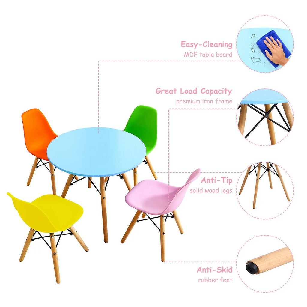 5 PC Kids Round Table Chair Set with 4 Armless Chairs Z653