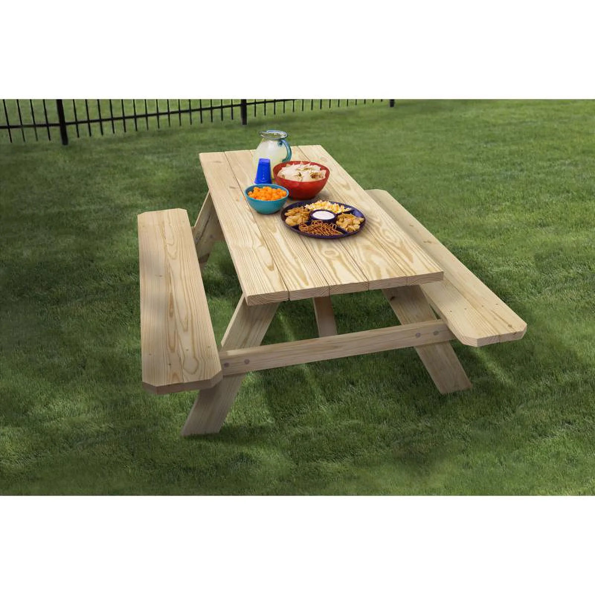 Wood Brown 72 in. Rectangle Picnic Table F112605