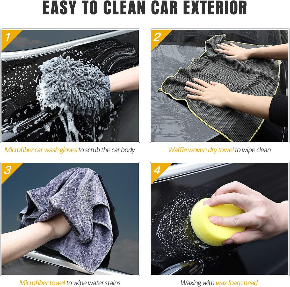 12 Pcs Car Wash Kit with Microfiber Towels and Storage Box N7117