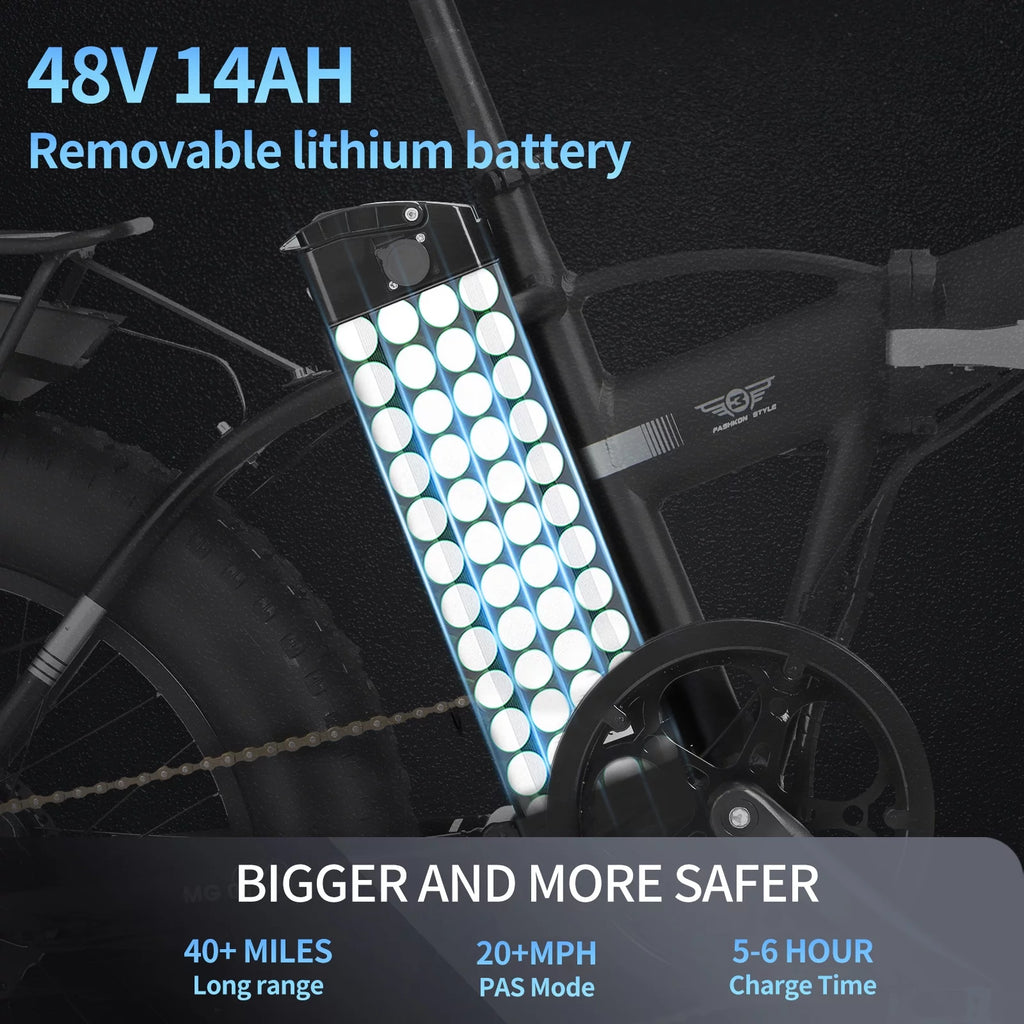 20 Fat Tire 750W 48V 14AH Foldable Electric Bike V659847