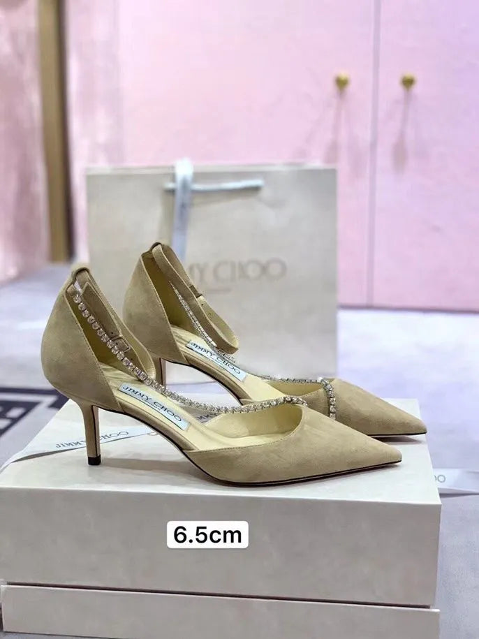 Suede Crystal Embellishment Pumps Y309