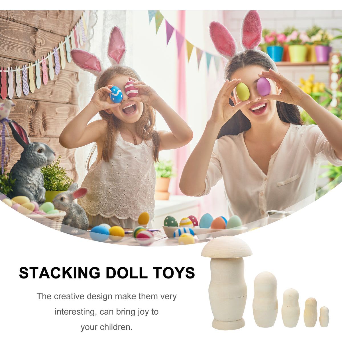 1 Set Unpainted Matryoshka Nesting Dolls E93165