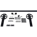 Wagon Wheel Strap Barn Door Hardware Set with 5 ft Track for 2 1/4x22 Doors, Dark Gray E37841