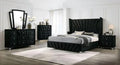 Black Solid Wood Queen Bedroom Set 6pcs I35881