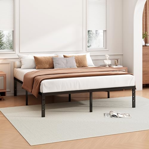 18 Inch Black Metal Platform Full Bed Frame E436972