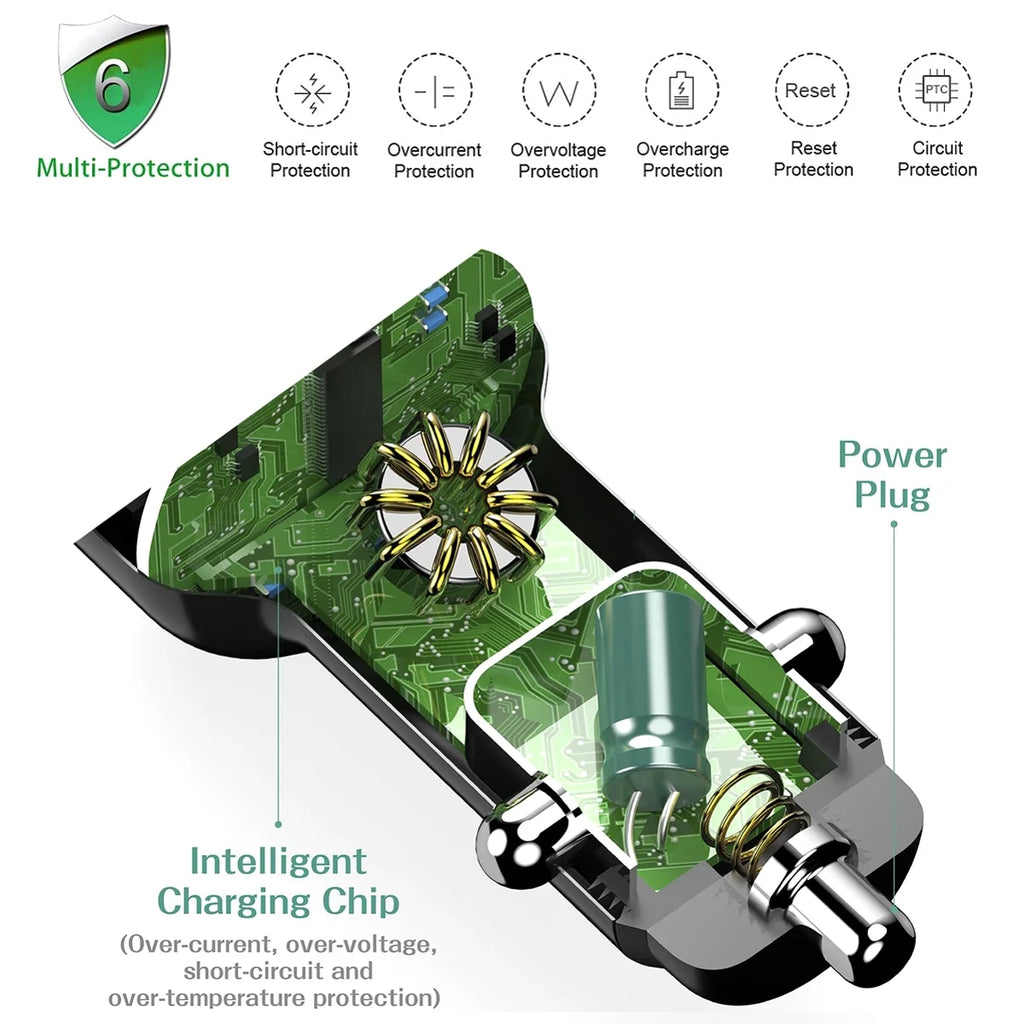 Car Charger with USB Port DC Socket Coiled A2X M7219