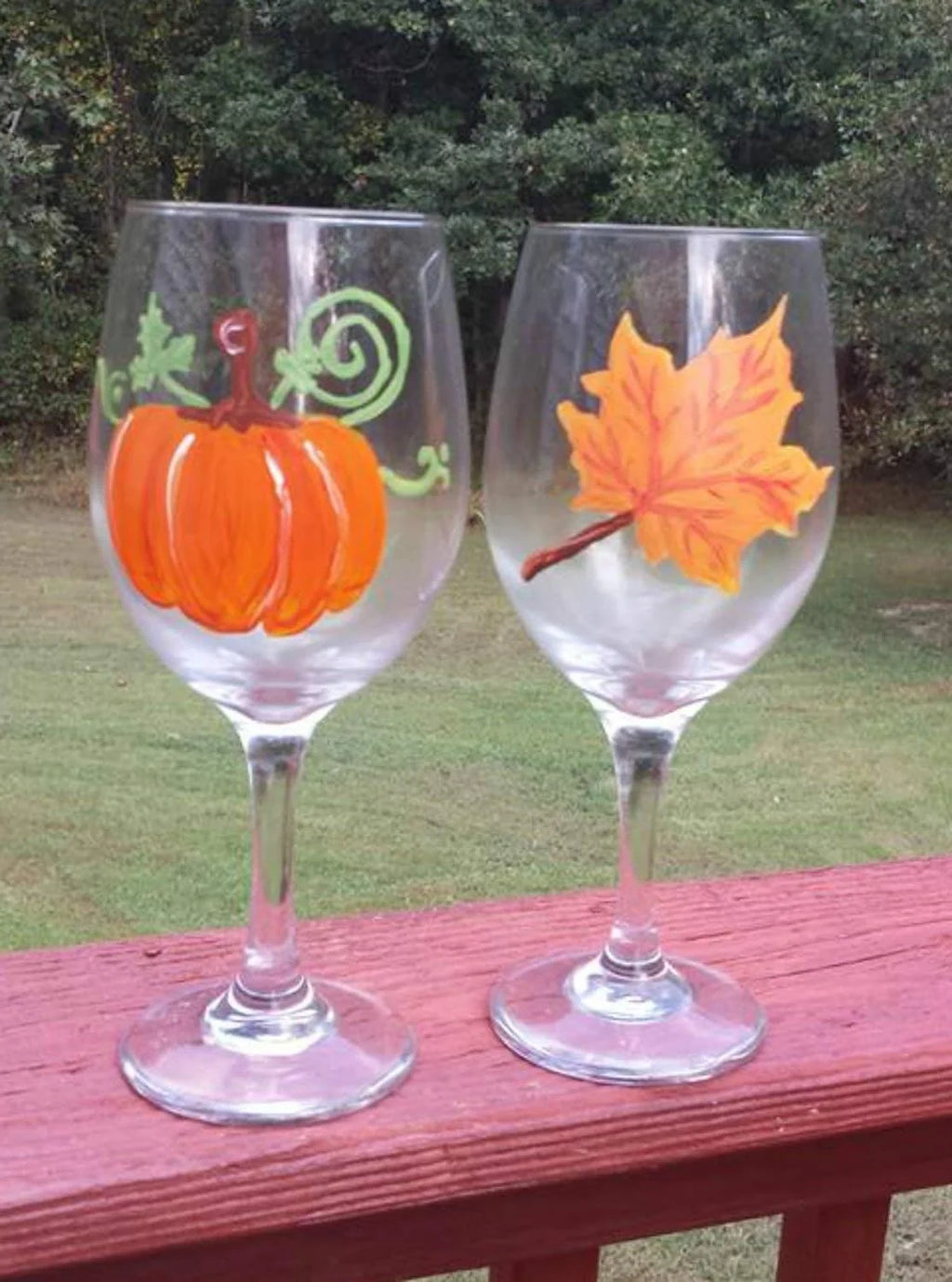 Hand Painted Wine Glasses Set Of 2 H3536
