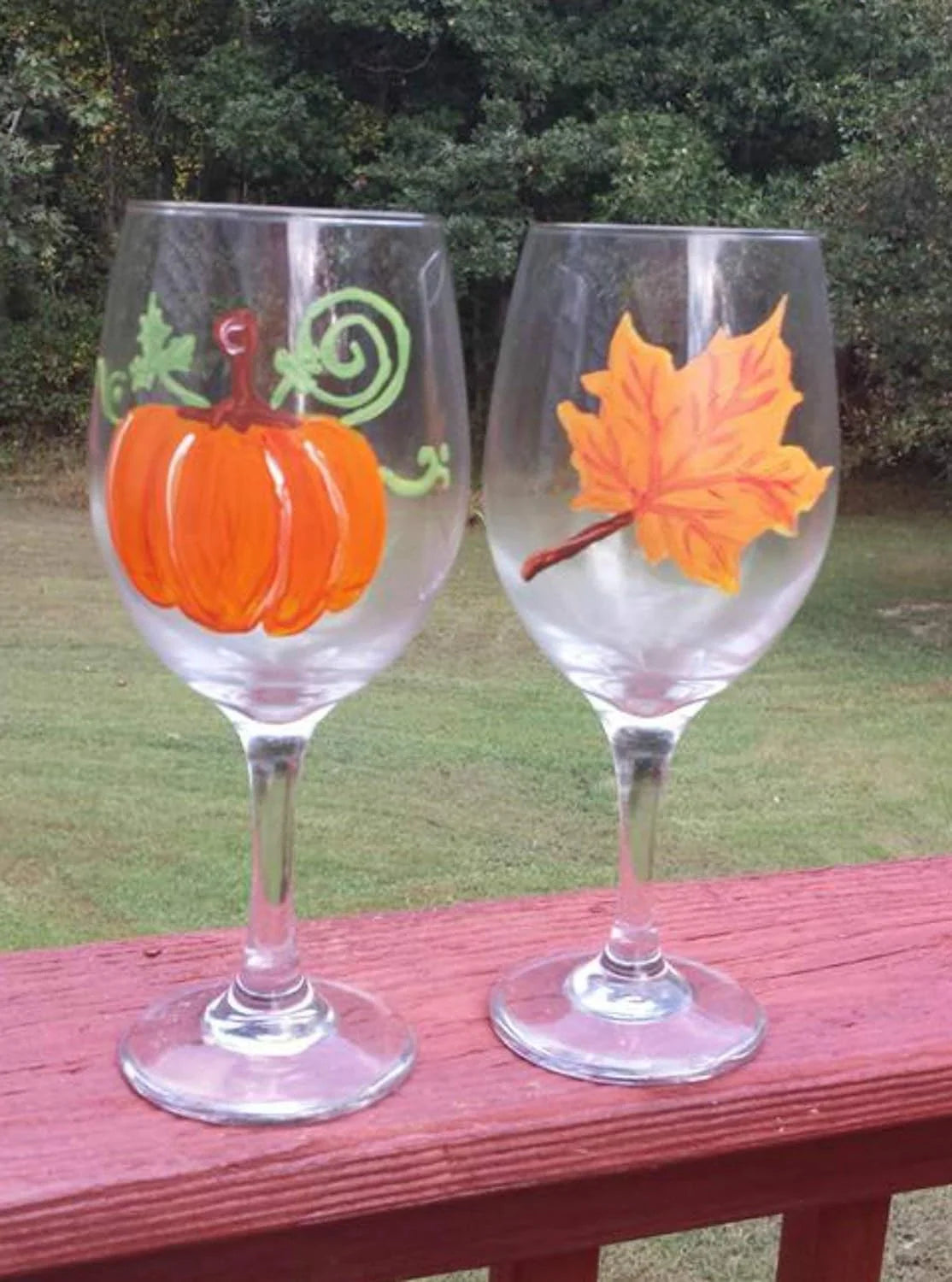 Hand Painted Wine Glasses Set Of 2 H3536