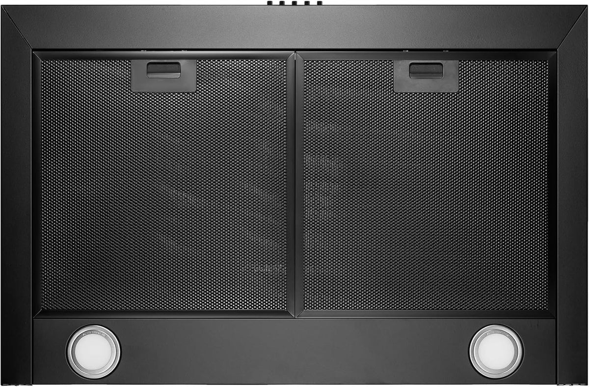 Black Painted Stainless Steel Kitchen Wall Mount Range Hood with Carbon Filters K69449