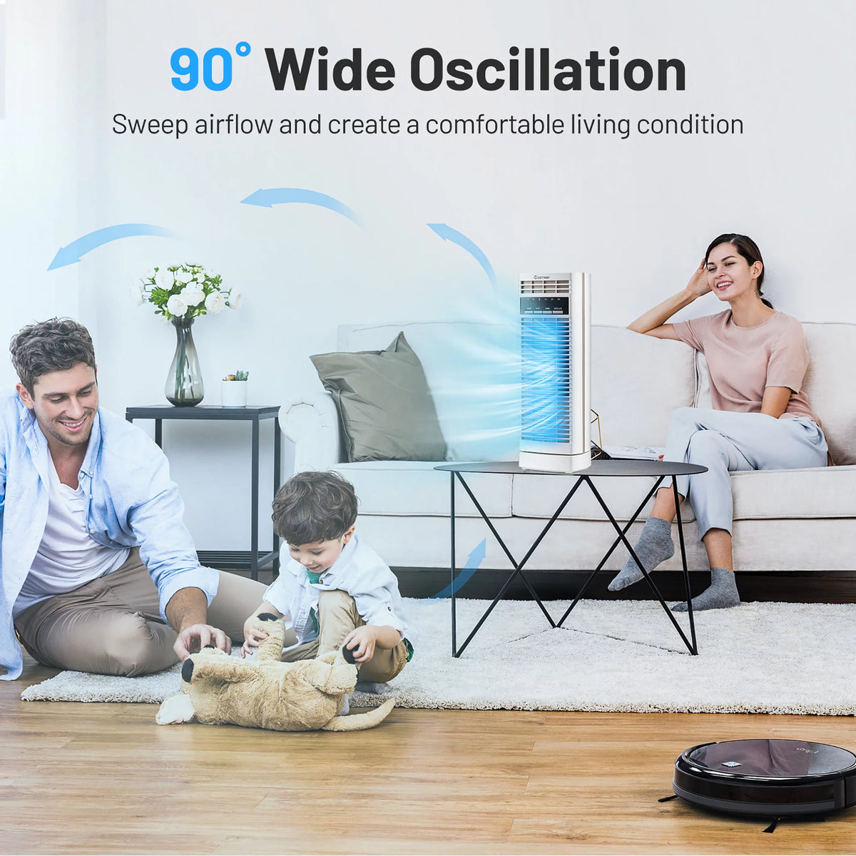 14'' Mini Oscillating Tower Fan White J88683