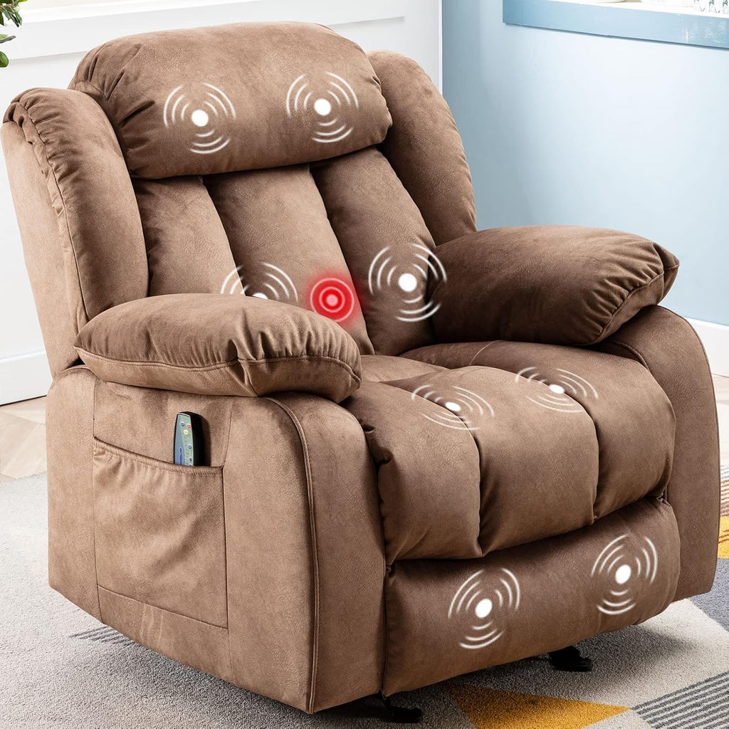 Brown Fabric Manual Rocker Recliner Single Sofa K181198
