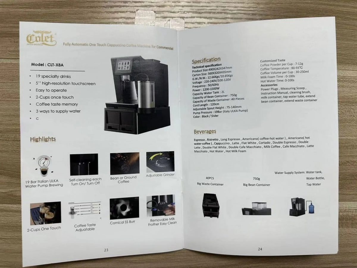 Black 20-Cup Fully Automatic Espresso Coffee Machine T9543