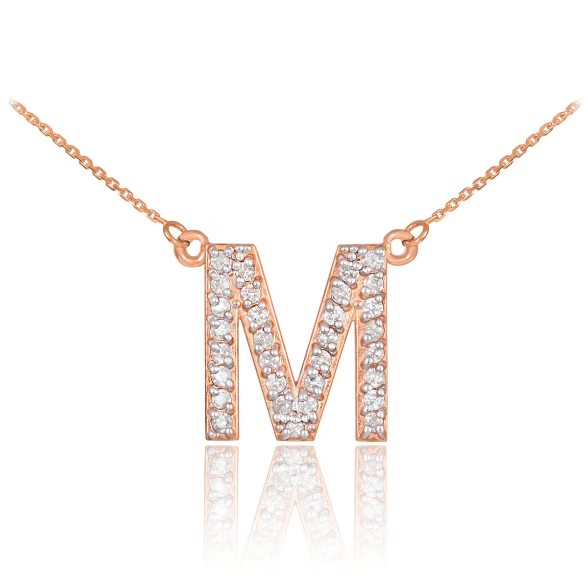 14K Rose Gold Diamond Initial Monogram Necklace, 20" X35438