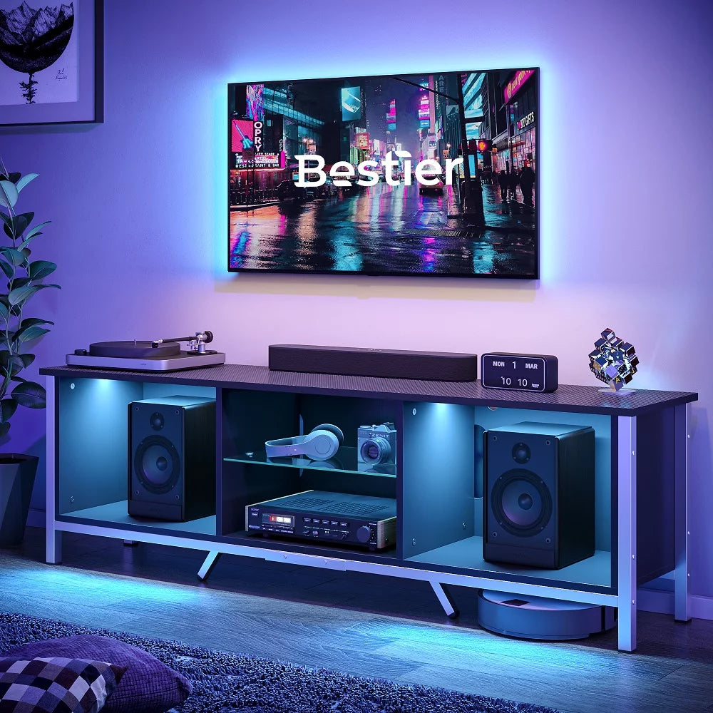 Black TV Stand with LED Lights K372650