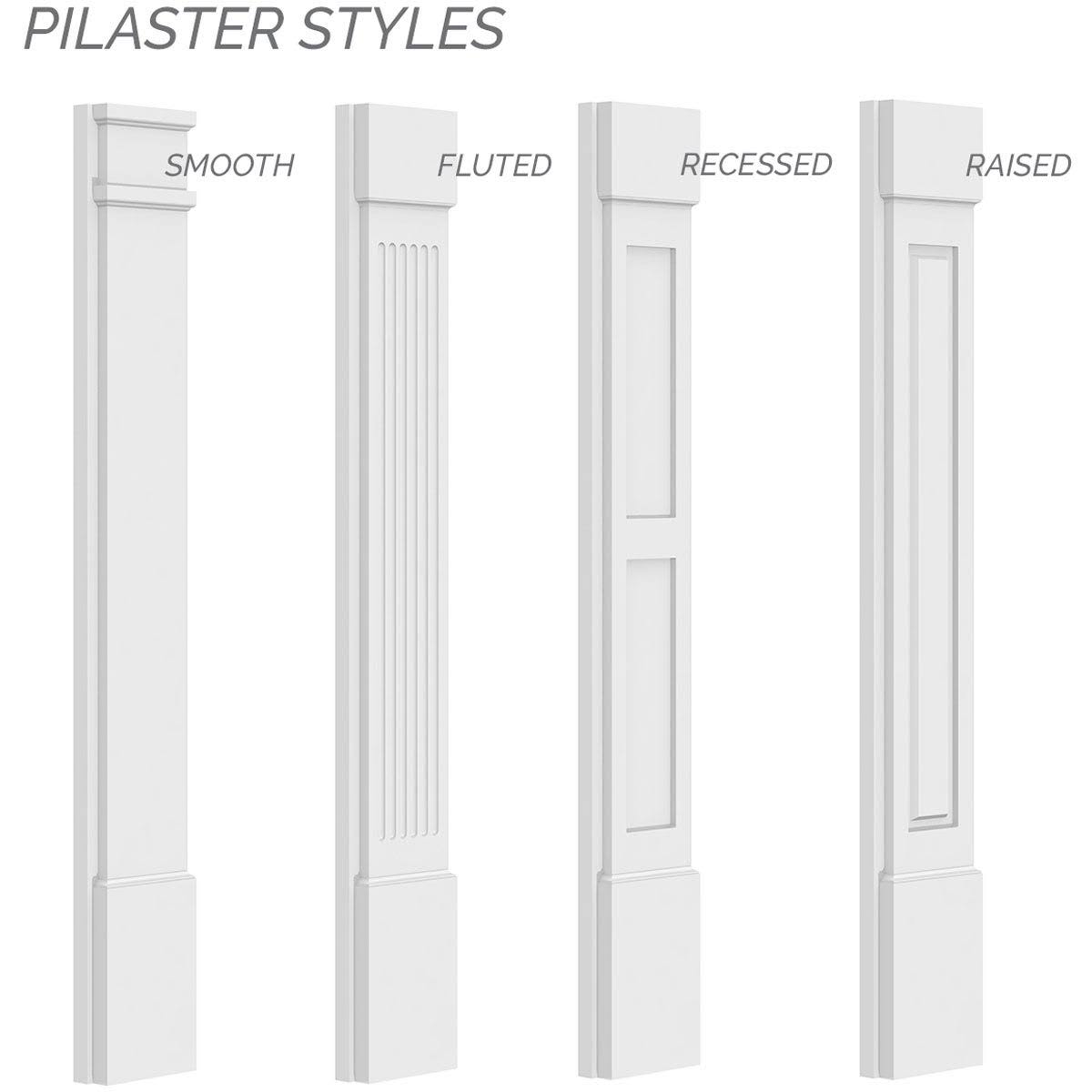 Two Equal Flat Panel PVC Pilaster with Standard Capital & Base (Pair) T6985
