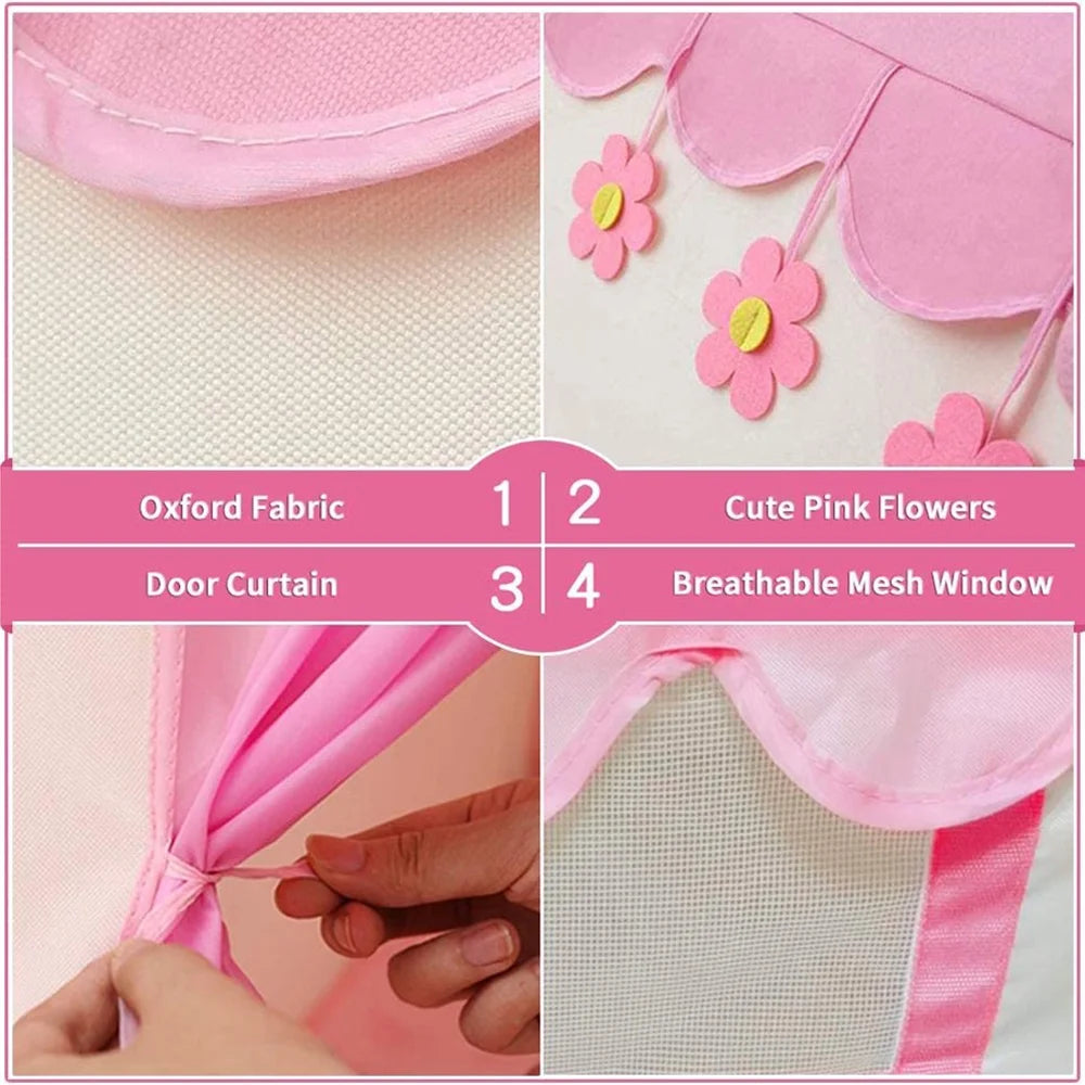 Pink Castle Kids Play Tent with Carry Bag L29559