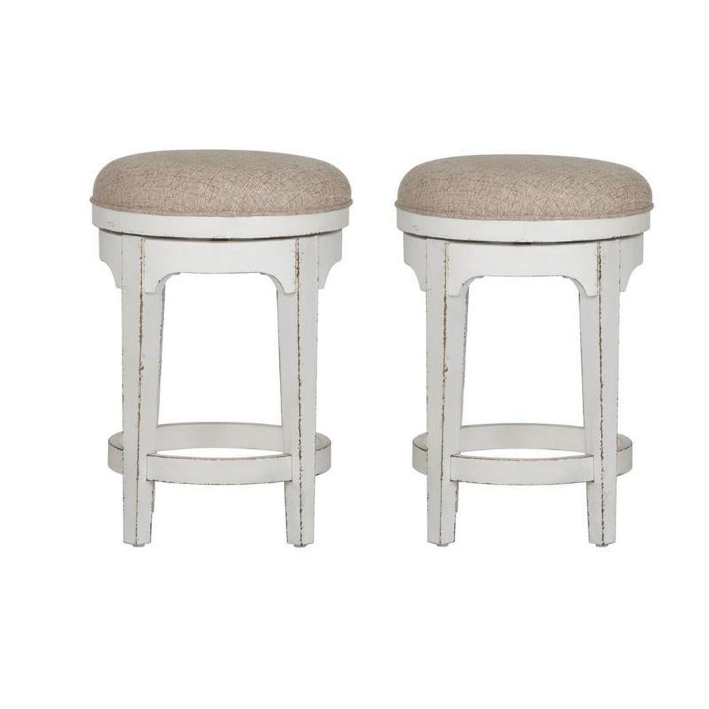 Antique White Console Swivel Stool Set N295