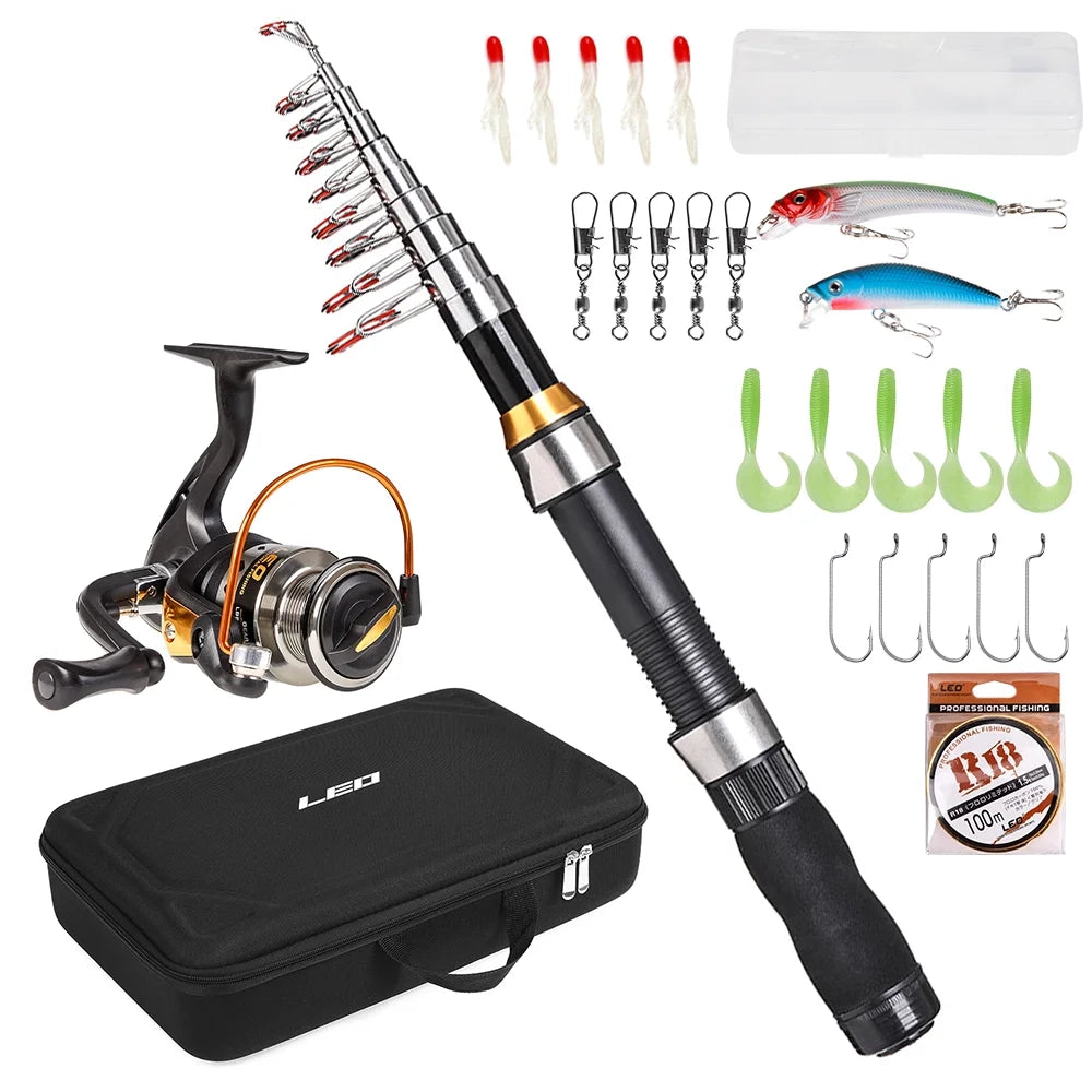Telescopic Fishing Rod and Reel Combo Kit with Carry Bag G3506