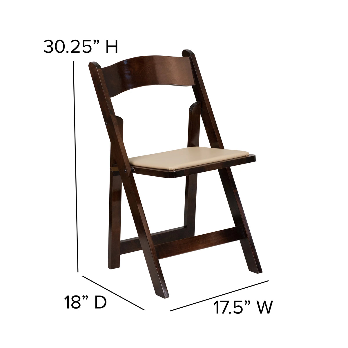 2 Pack Wood Folding Chair with Vinyl Padded Seat V14749