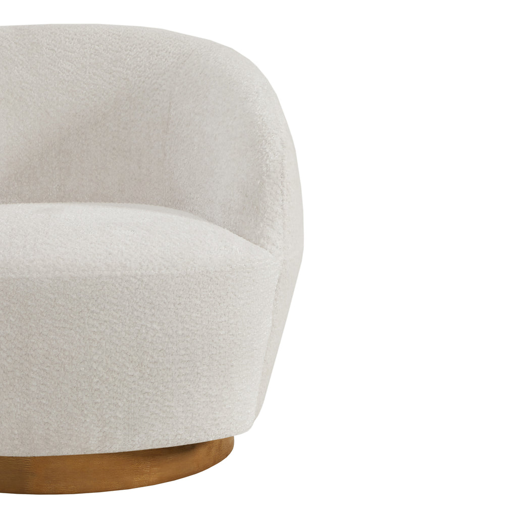 White Fabric Swivel Barrel Accent Chair X7695