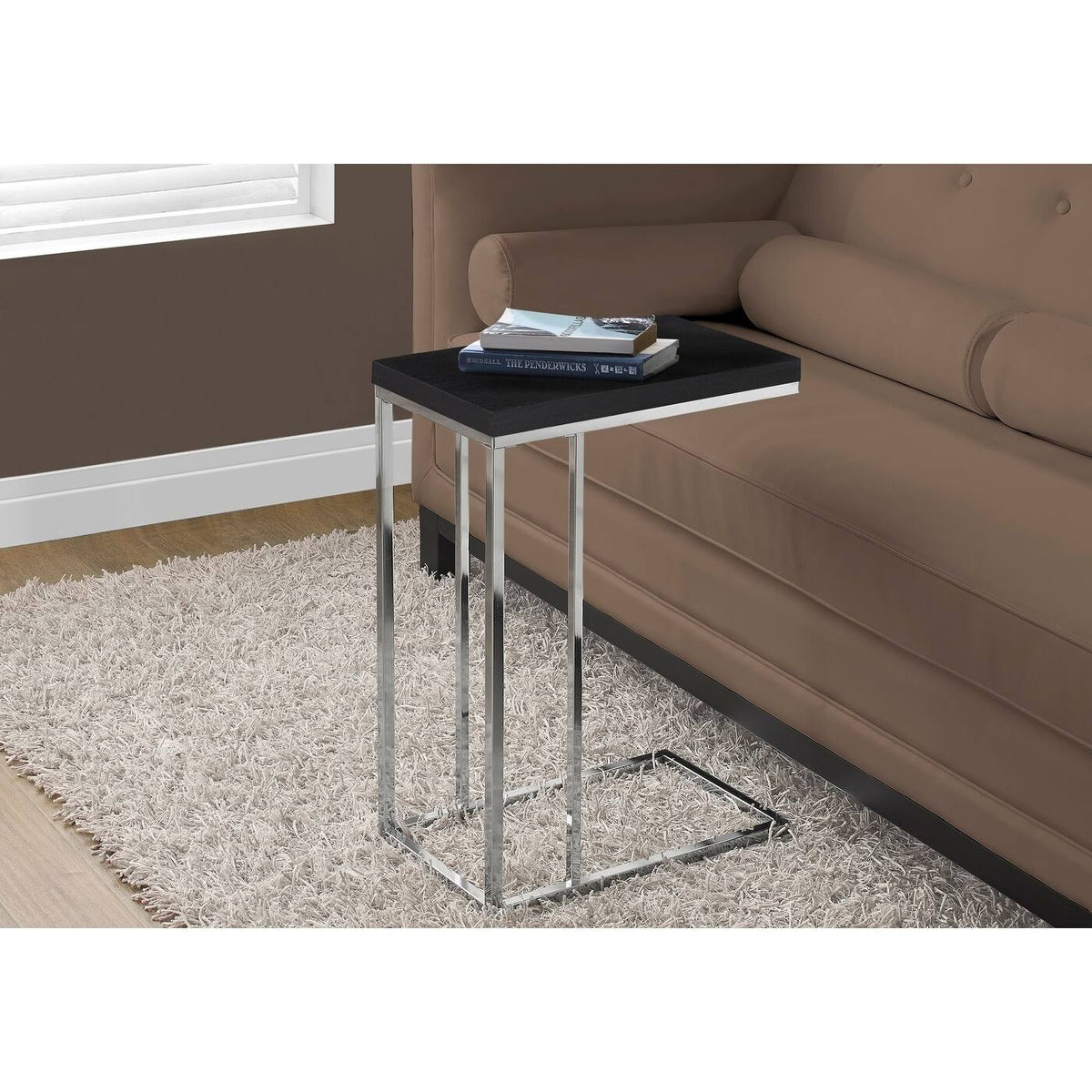 Cappuccino Chrome Metal Accent Table Z83318