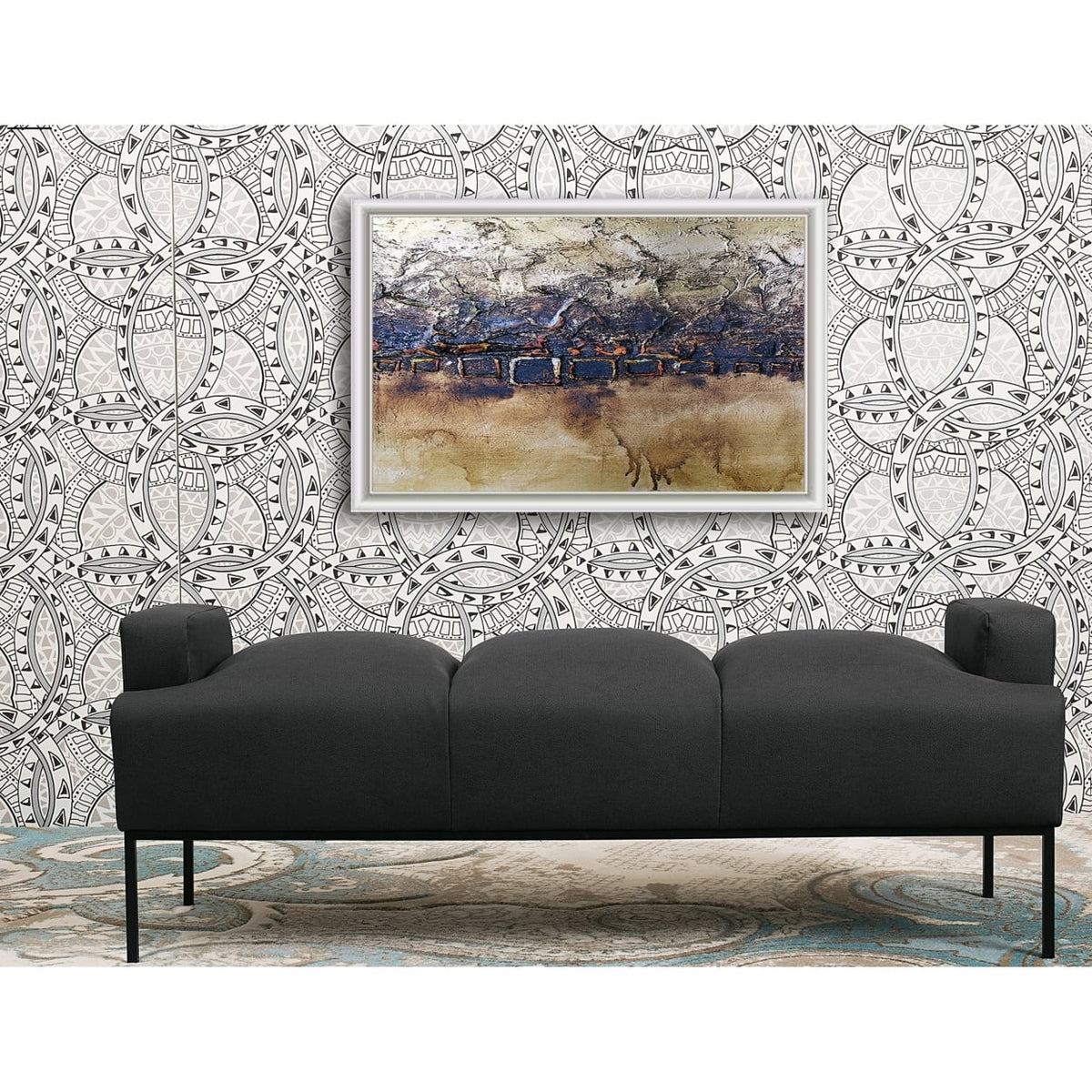 PU Leather Ottoman with Metal Frame J200