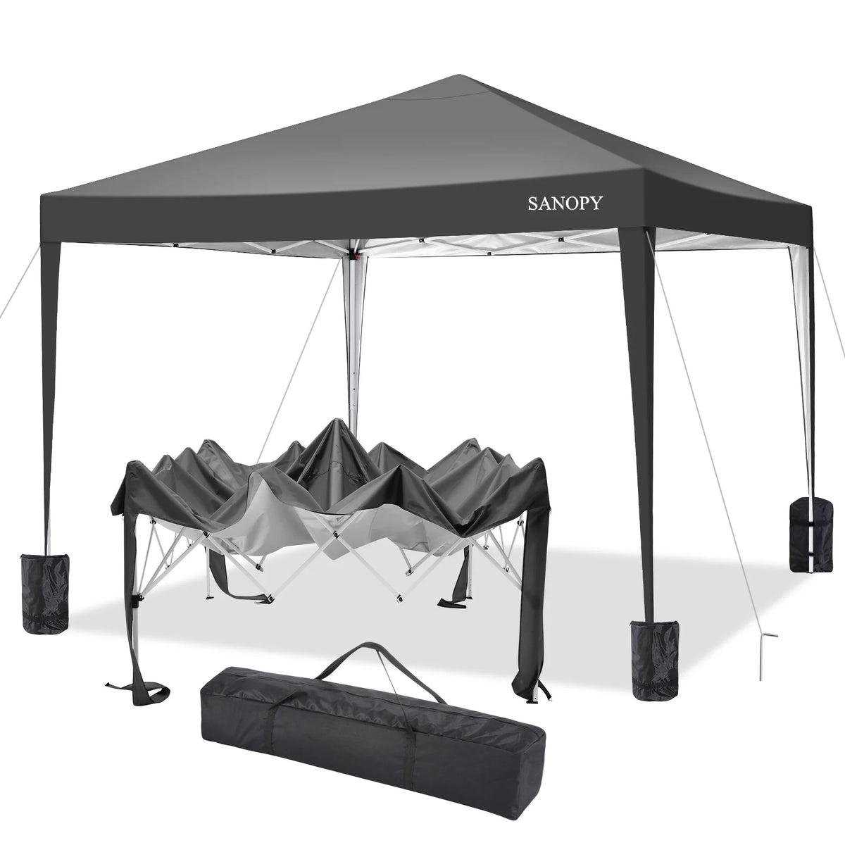 10'x10' Pop Up Canopy Tent with Carrying Bag, Black J6882