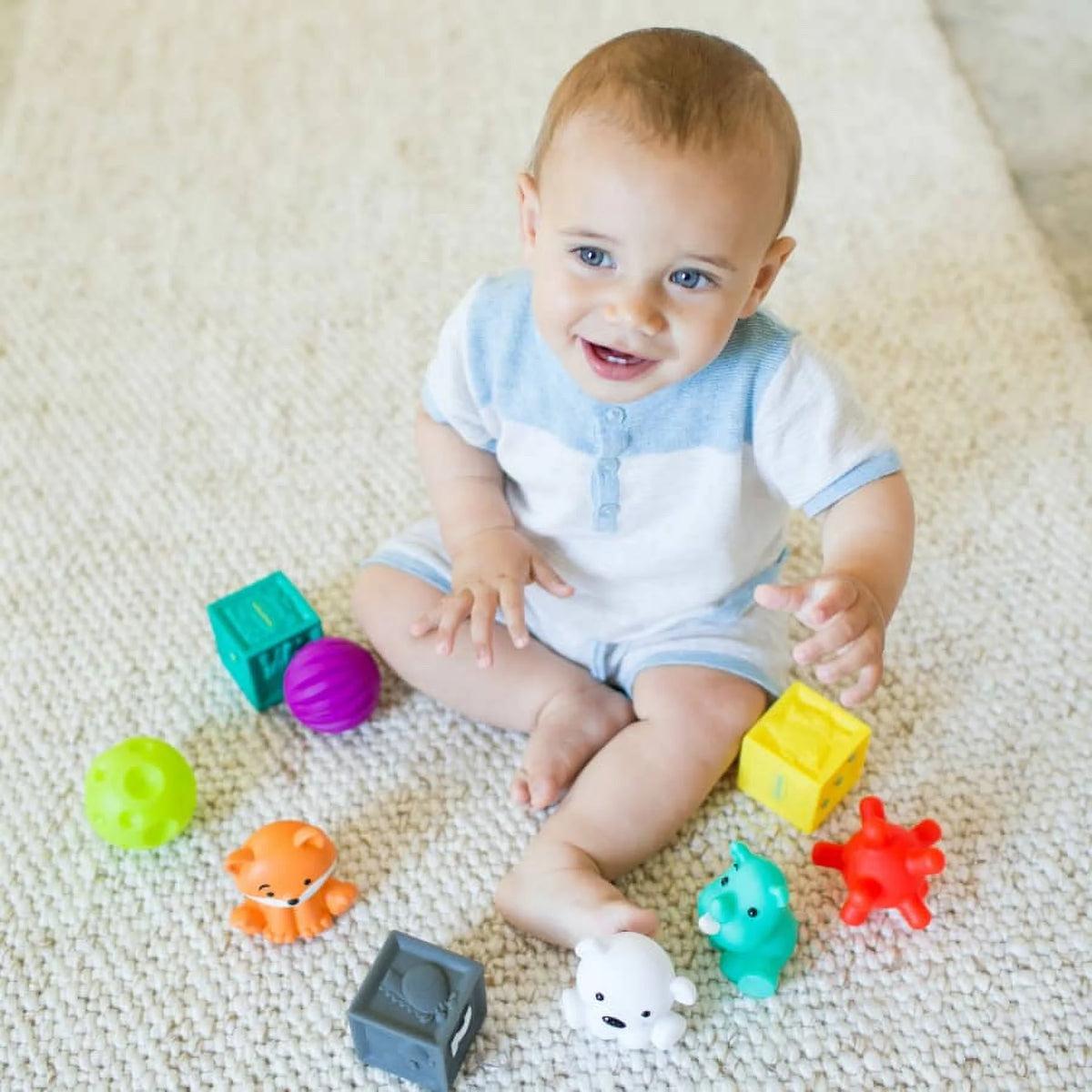 9-Piece Multicolor Textured Balls, Blocks and Characters Set F313