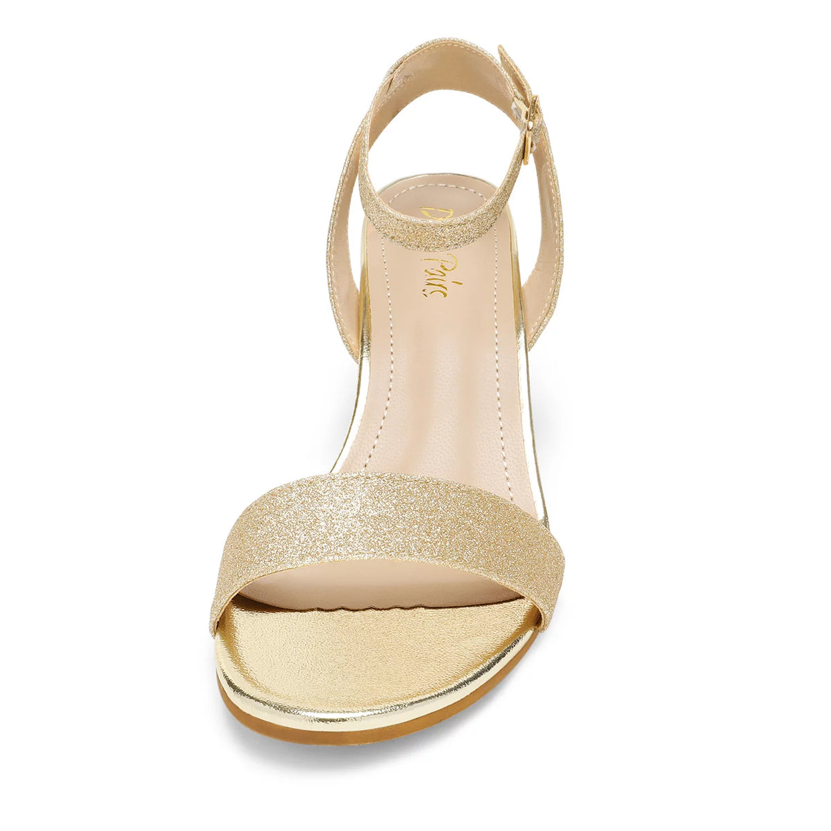 Open Toe Ankle Strap Low Block Chunky Heels Sandals B734