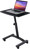 White Tempered Glass Mobile Height Adjustable Desk Cart E21111