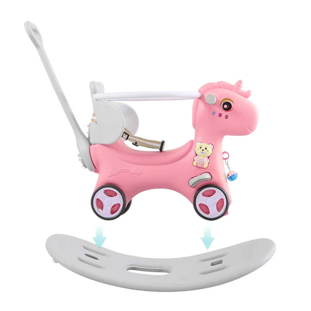 Pink Unicorn Ride On Toy with Push Handle Z9665