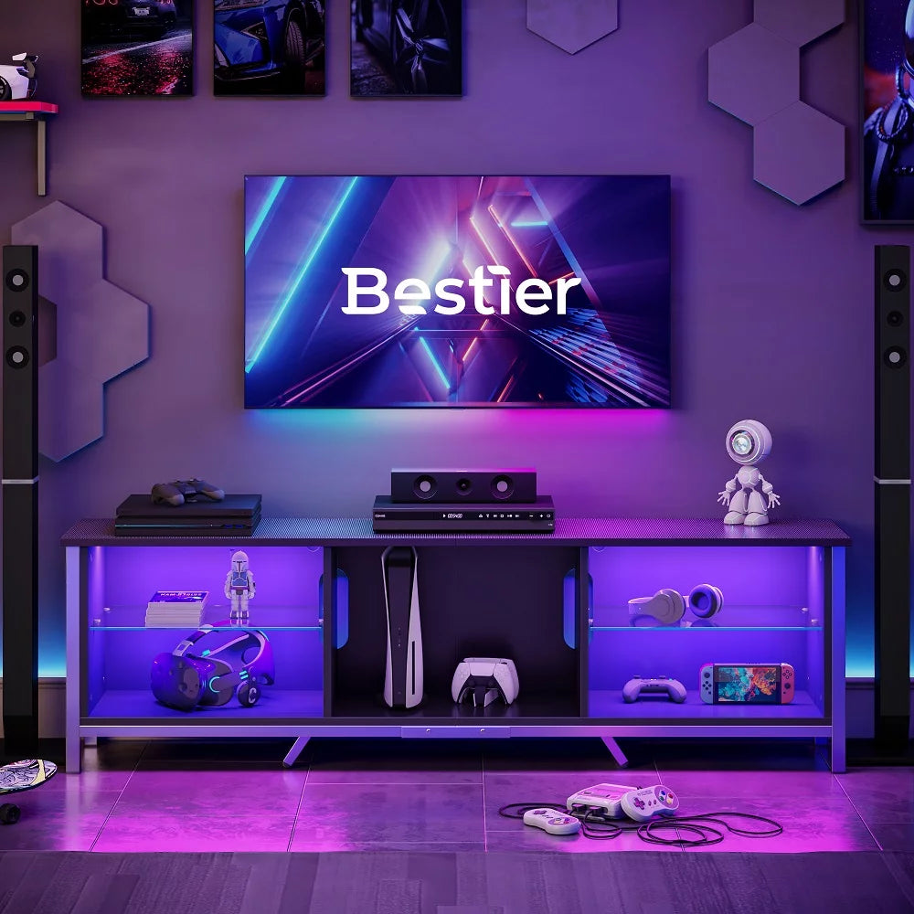 Black TV Stand with LED Lights K372650