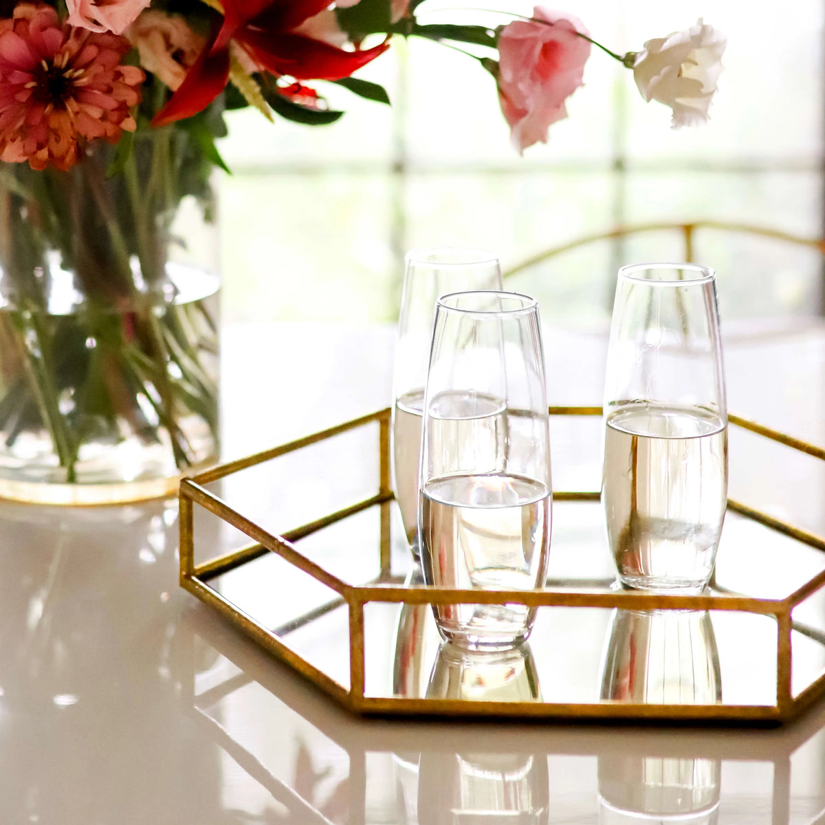 Stemless Flute Glasses Set of 6 Q33077