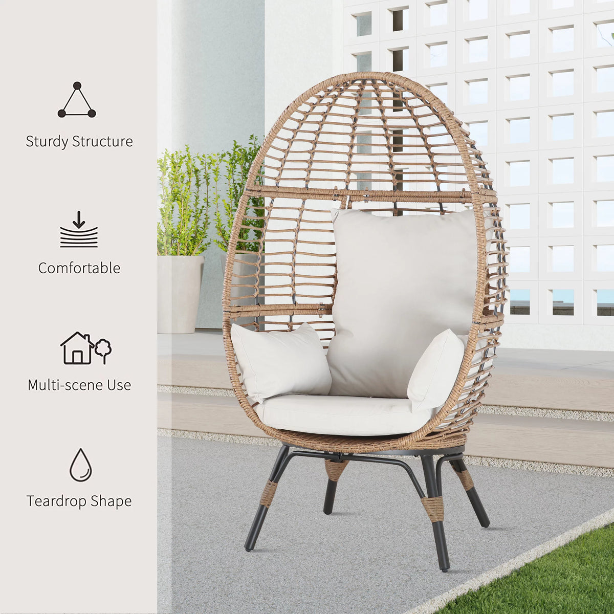 Outdoor Wicker Egg Chair with 4 Cushions M5826