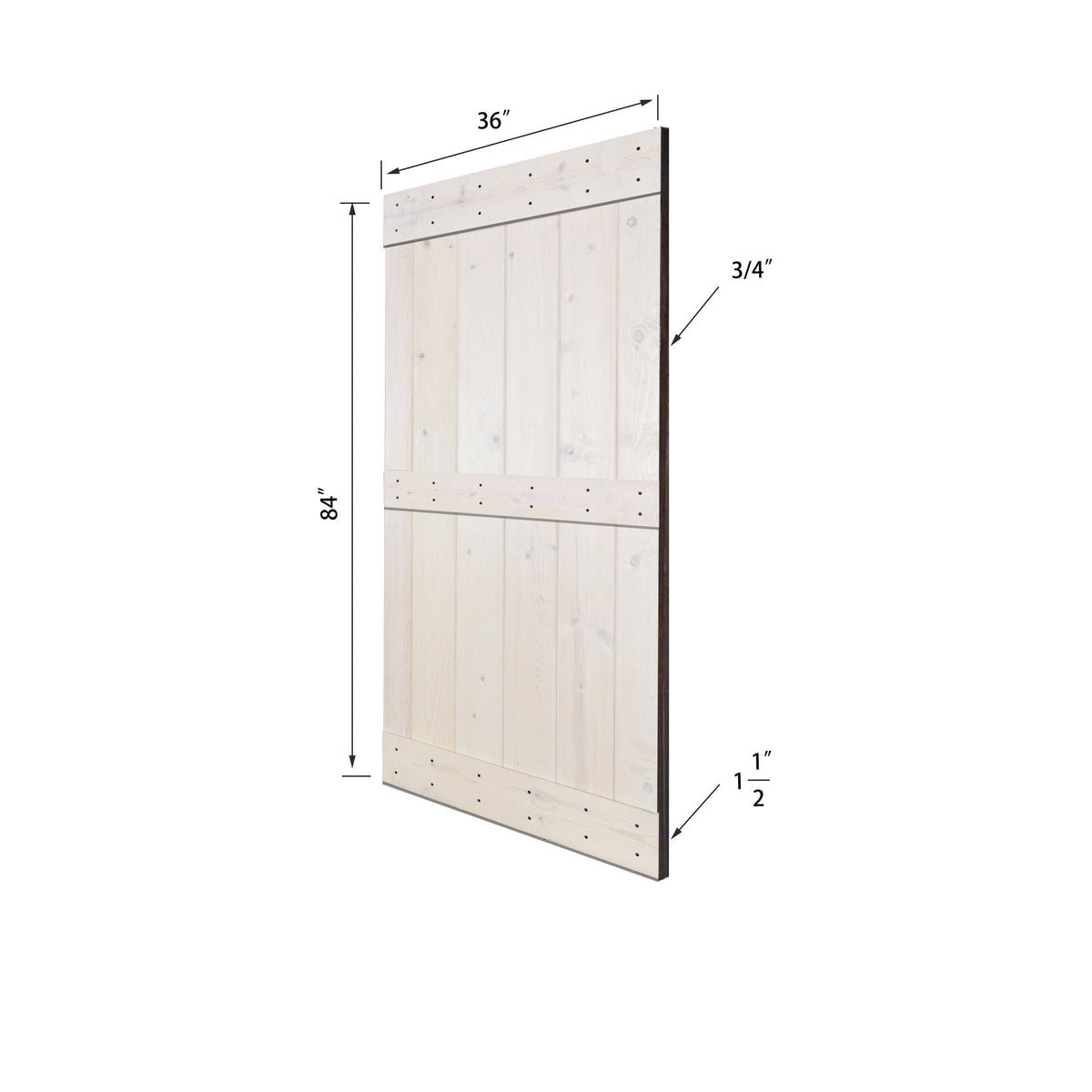 Paneled Wood Barn Door with Installation Hardware Kit Y920