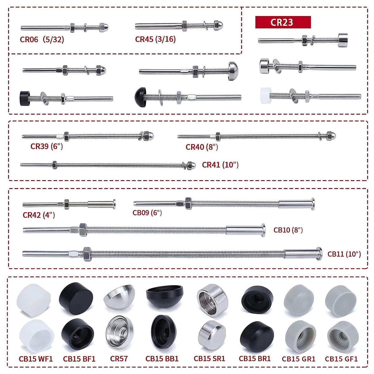 60Pack 1/8" Cable Railing Kit T316 Stainless Steel F753583