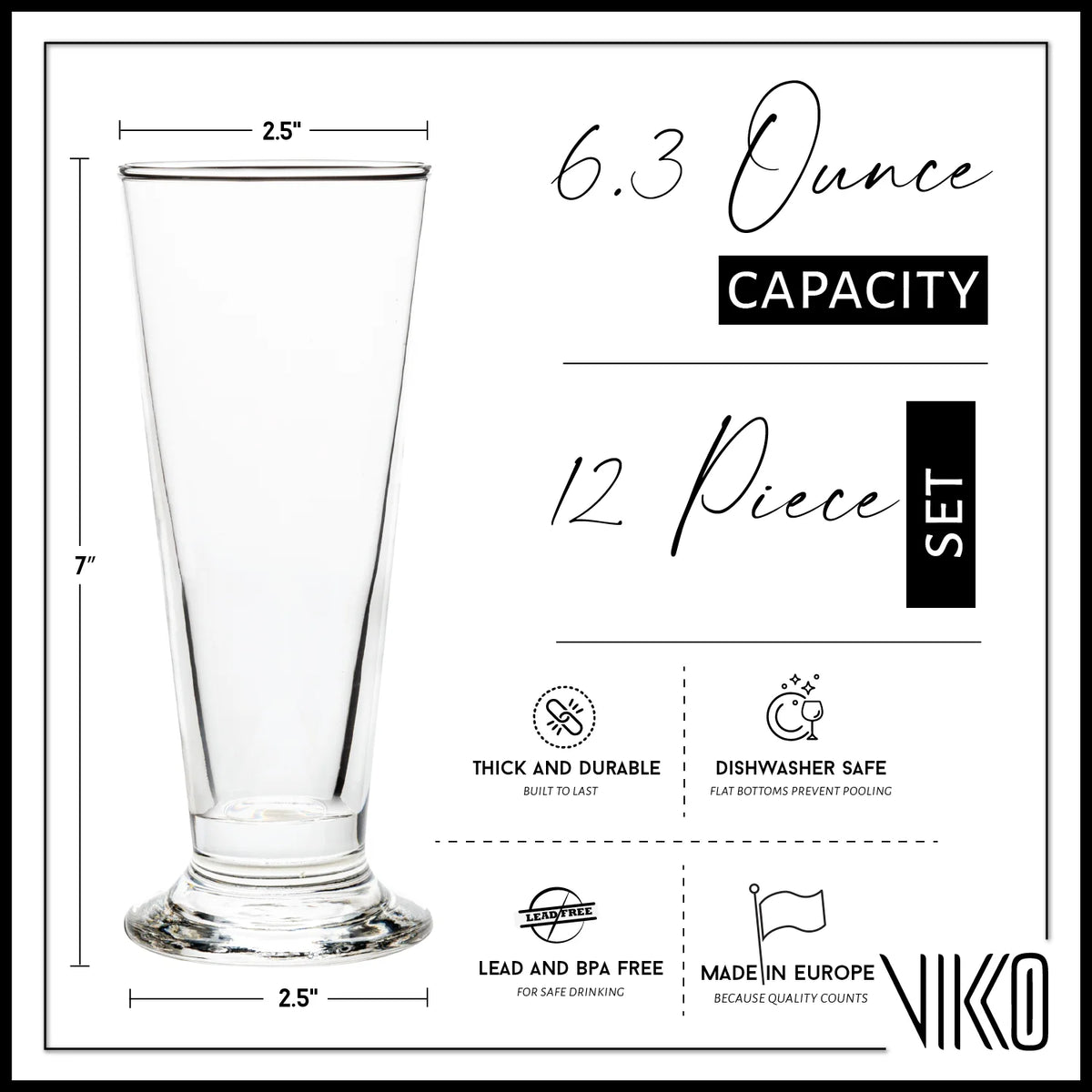 6.3 Ounce Clear Glass Smoothie Glasses Set of 12 U1868