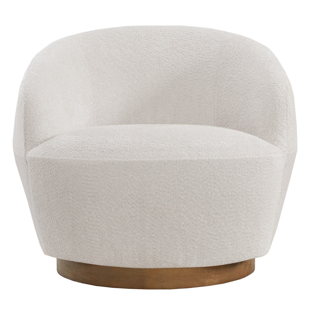 White Fabric Swivel Barrel Accent Chair X7695