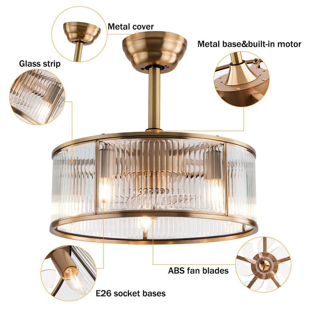 Caged Ceiling Fan Light with Remote X862