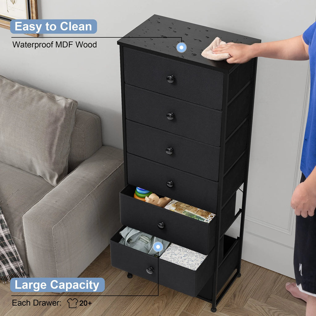 Black 7 Drawers Vertical Dresser Storage Tower M4707