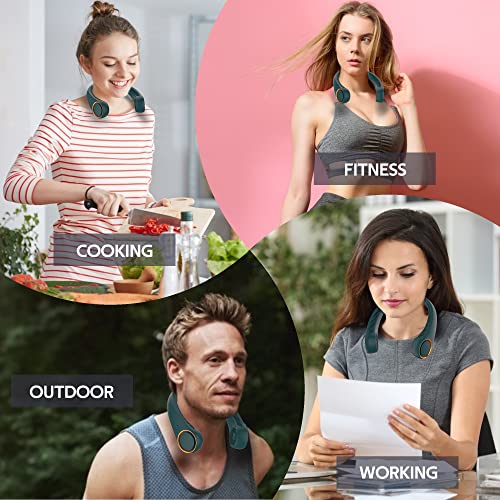 Portable Hands Free Bladeless Neck Fan 4000mAh USB Rechargeable Black C24494