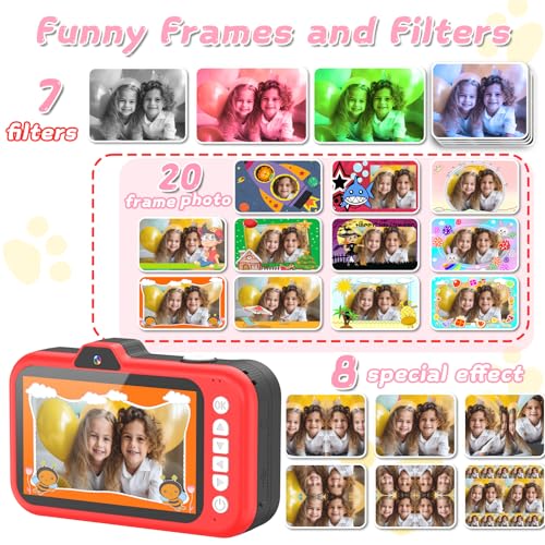 Kids Digital Camera with Rotating Zoom Lens, 3.5” Screen, 1080P, 32GB Card C19498