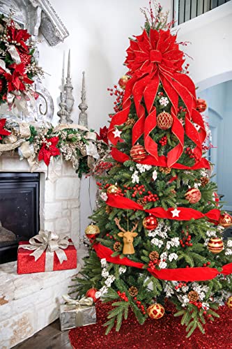 Christmas Tree Topper Bow with Snowflake Pattern E7383