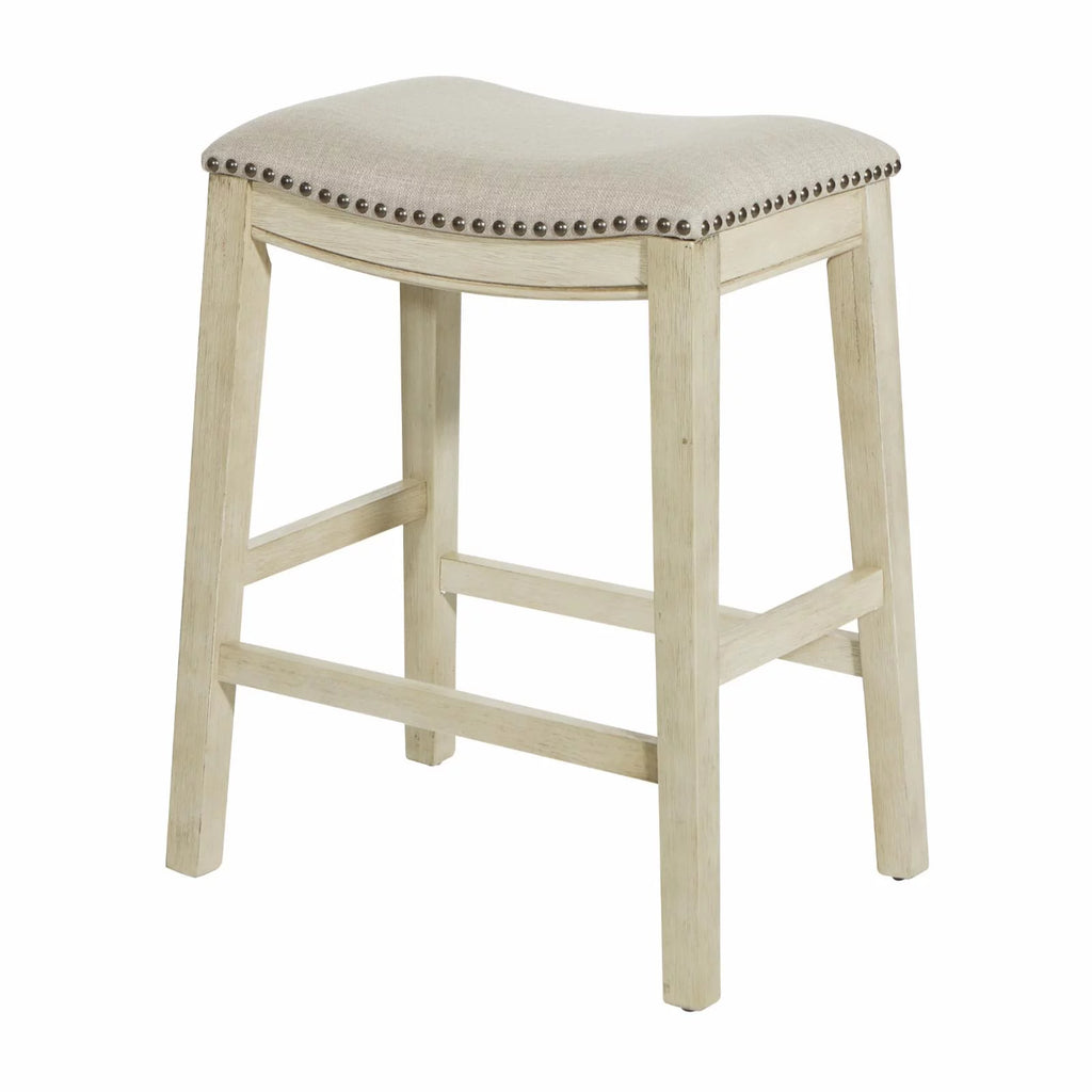 Beige Fabric Saddle Stool 2-Pack N3649