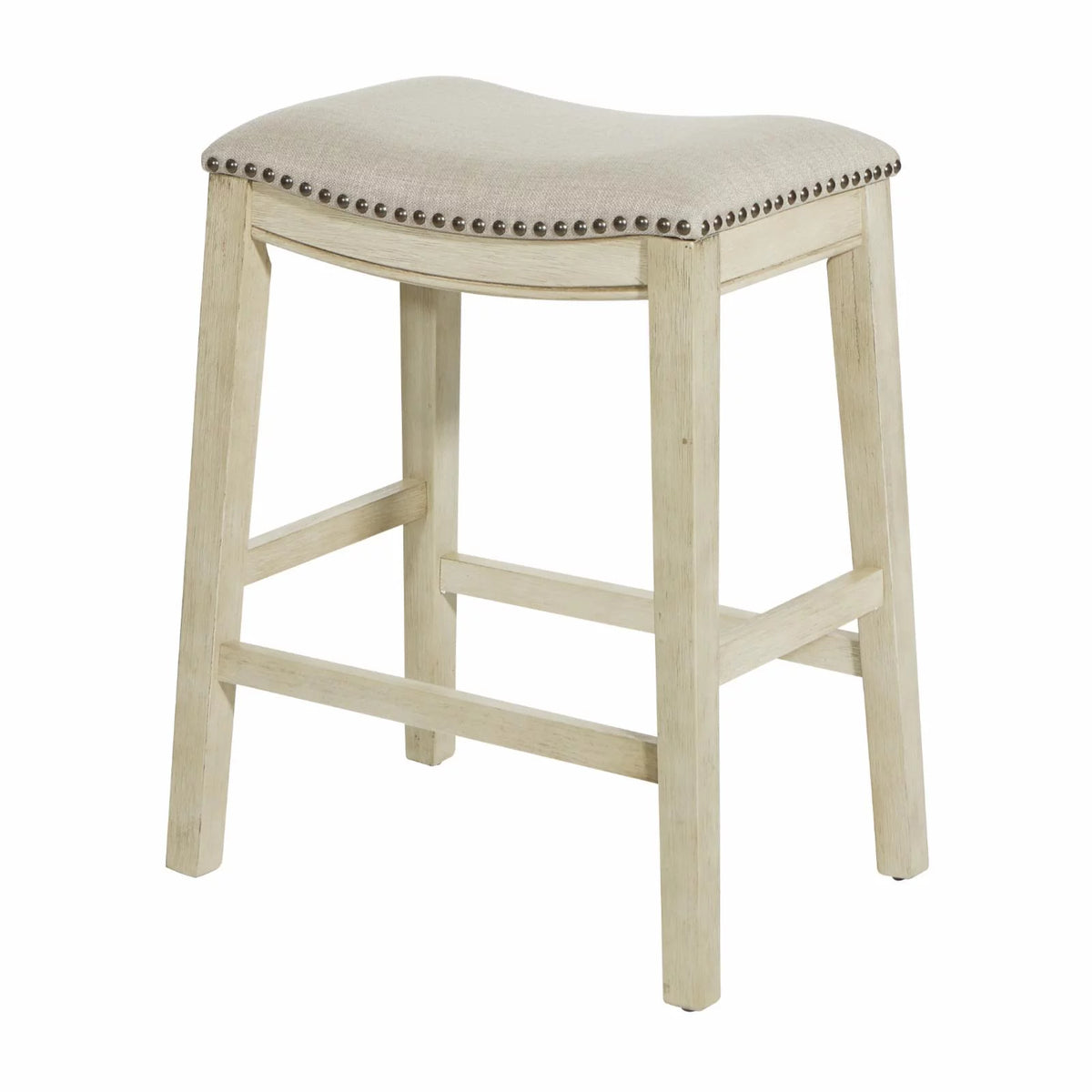 Beige Fabric Saddle Stool 2-Pack N3649