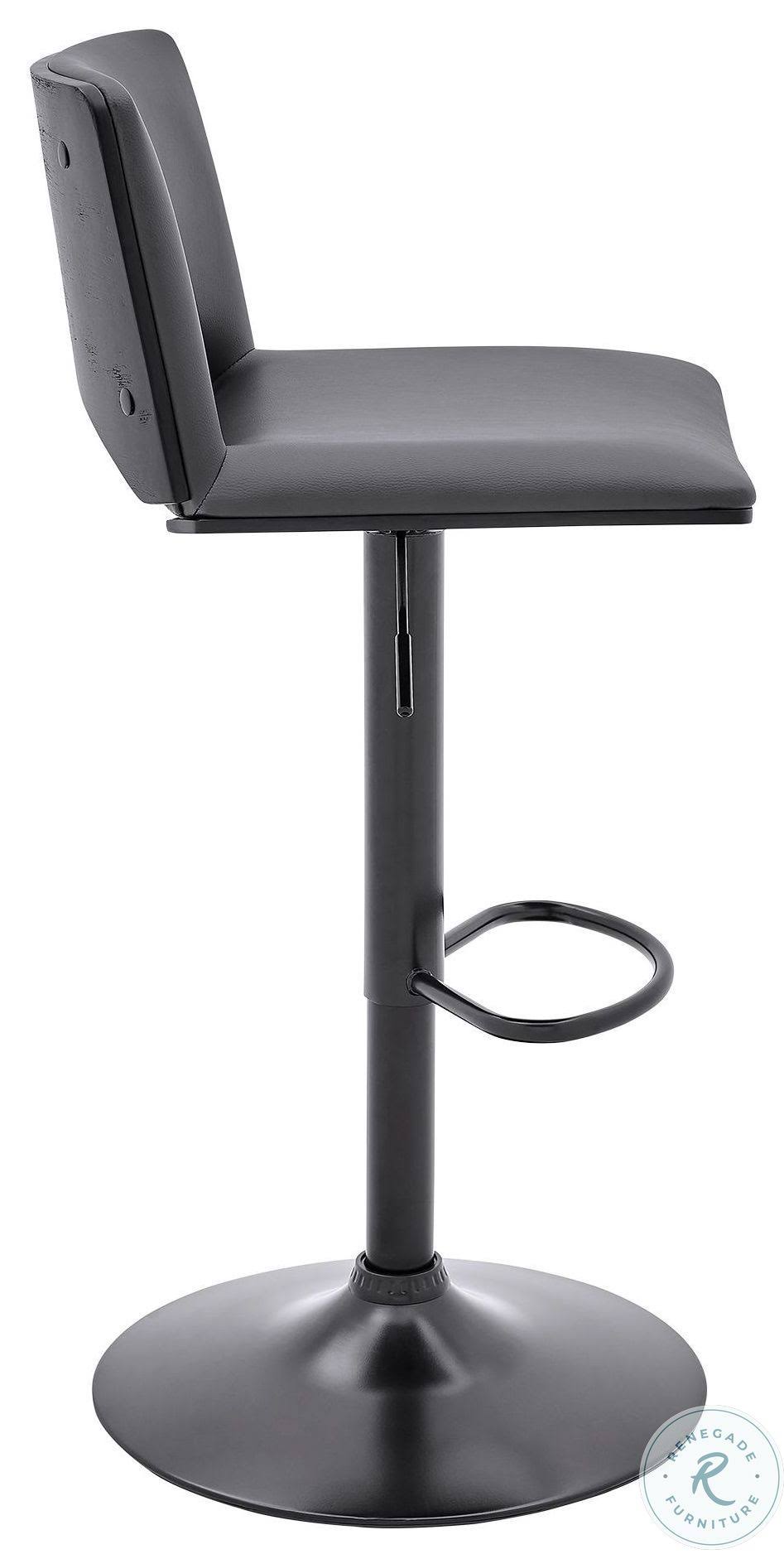 Gray Faux Leather and Black Metal Adjustable Swivel Bar Stool L61788