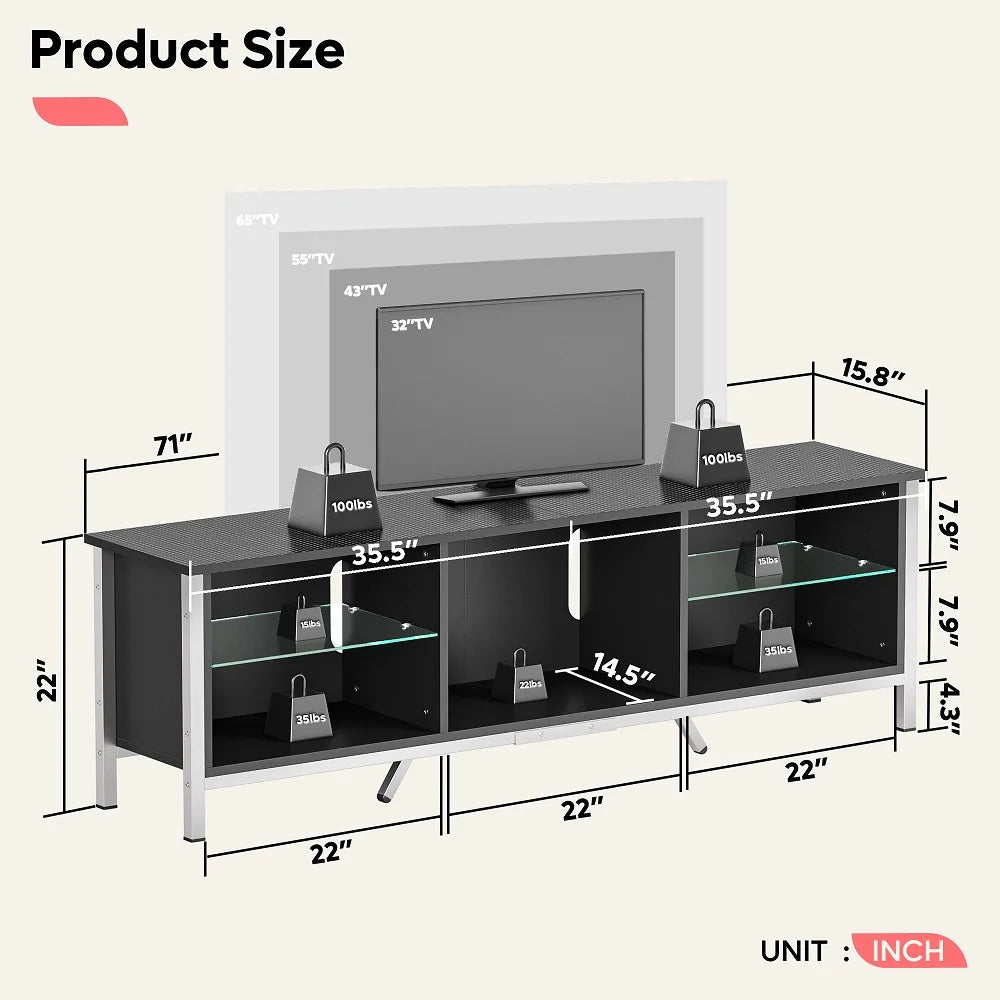 Black TV Stand with LED Lights K372650