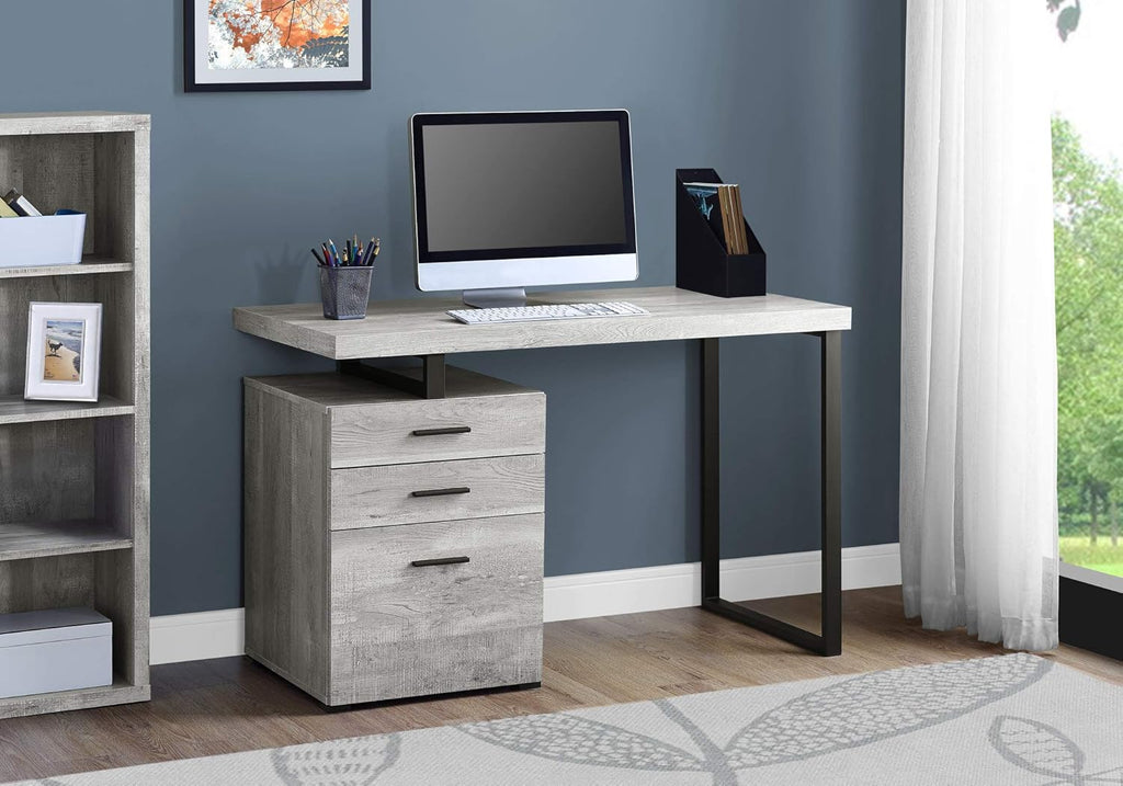48L Taupe Reclaimed Wood Look Computer Desk with File Cabinet Y7743
