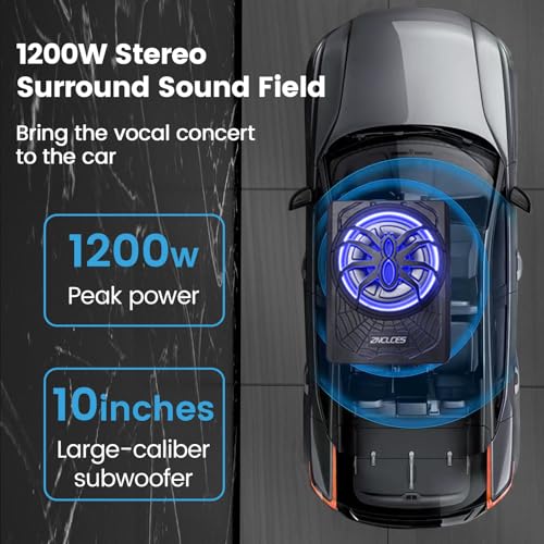 10" 1200W Slim Under Seat Powered Car Subwoofer with Amplifier C485388